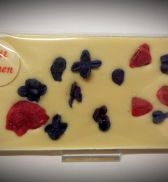 Grußtafel Statt Blumen weiße Schoklade